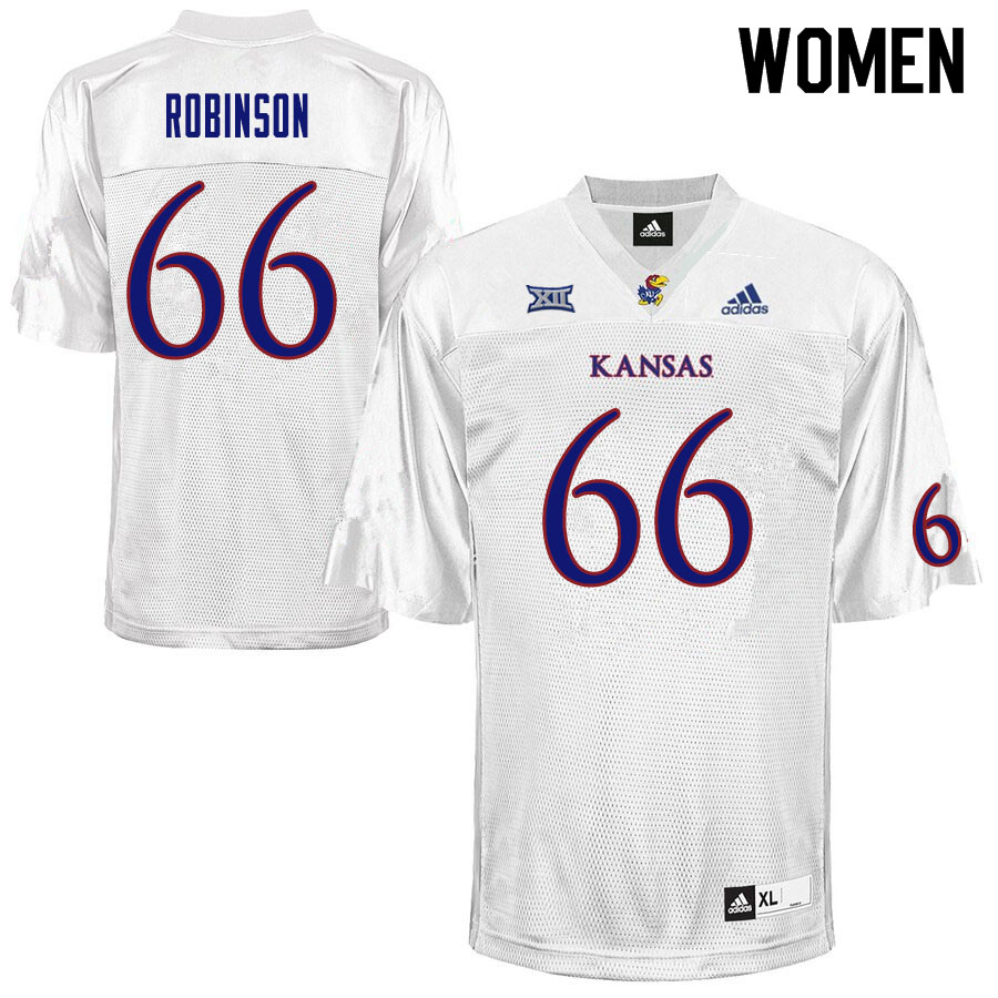 Women #66 Danny Robinson Kansas Jayhawks College Football Jerseys Sale-White - Click Image to Close